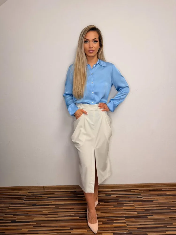 DONNA - Elegantní midi sukně s kapsami a rozparkem
